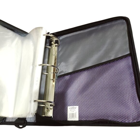 Case it Purple Gray 3 Ring Zipper Binder with Expanding File Organizer Pockets - Picture 6 of 11